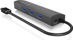 RaidSonic IcyBox IB-Hub -1406-C USB 3.0 Hub - 3 Db USB + 1 Db LAN Port, Fekete