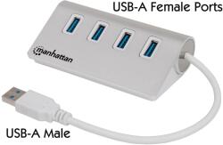 Manhattan 163767 USB 3.0 Hub - 4 Port Alumínium (163767)