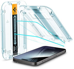 Apple Spigen Glas. tR EZ Fit Apple iPhone 15 Pro, tempered kijelzővédő fólia felhelyező kerettel (2db) (AGL06892) - phoner