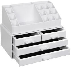 SongmicsHome Organizator pentru machiaj/bijuterii LÝDIA, 24x13, 5x18, 5 cm, alb