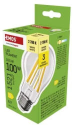 EMOS LED izzó Filament A60 / E27 / 10, 5 W (100 W) / 1521 lm / Meleg fehér (ZF5D62) - akkuforras