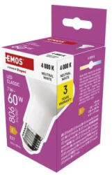EMOS LED izzó Classic R63 / E27 / 7 W (60 W) / 806 lm / Természetes fehér (ZQ7E43)