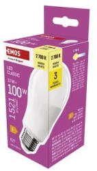 EMOS LED izzó Classic A60 / E27 / 13 W (100 W) / 1521 lm / Meleg fehér (ZQ5E61)