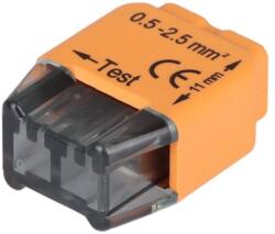 Tracon Csavar nélküli vezetékösszekötő, narancssárga, 2x0, 5-2, 5mm2, 450VAC, max. 16A (RVU2, 5-2) (RVU2,5-2)