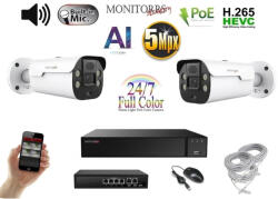  MS - AI IP Aktív kamerarendszer 2 kamerával switchel 5 mpix WTube - 6079K2B