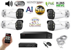  MS - AI IP Aktív kamerarendszer 4 kamerával switchel 5 mpix WTube - 6079K4B