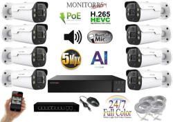  MS - AI IP Aktív kamerarendszer 8 kamerával switchel 5 mpix WTube - 6079K8B