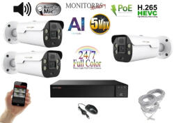 Monitorrs Security - AI IP Aktív kamerarendszer 3 kamerával 8 mpix WTube - 6079K3