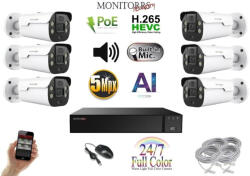 Monitorrs Security - AI IP Aktív kamerarendszer 6 kamerával 5 mpix WTube - 6079K6