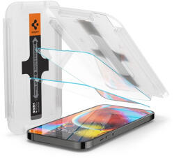 Spigen SLIM EZ Fit" Apple iPhone 16e / 13 / 14 / 13 Pro tempered kijelzővédő fólia felhelyező kerettel (2db) (AGL03385)