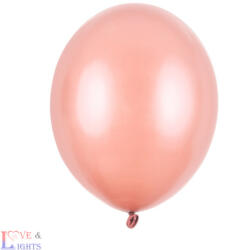  Metál fényes rosegold színű erős lufi - 30 cm