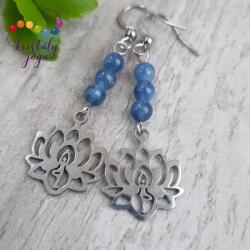 Kristály Jóga Shop Kianit 4 mm-es ásvány fülbevaló, nemesacél medállal