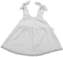 Baby Nellys Rochie de muselina lejera de vara Summer Stars - gri