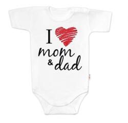 Baby Nellys Body cu mânecă scurtă Baby Nellys, I love mama și tata, unisex