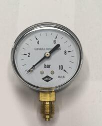 NYOMÁSMÉRŐ Manométer NA63 1/4" 0-10bar HÁTSÓ vízszintes (T-meter) (NYOMASMEROhatso10bar)