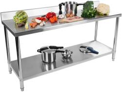 Royal Catering Rozsdamentes acél munkaasztal - ECO - 200 x 60 cm - 195 kg - hátsó perem - Royal Catering (RCAT-200/60-S)