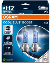 OSRAM Cool Blue Boost H7 halogén izzó off-road használatra, 5500 K hiper fehér fény, LED-es hatás, PX26d foglalat, fokozott fényerő, 62210CBB-2HB, 2 darab/csomag (62210CBB-2HB)