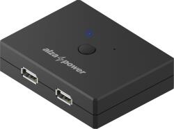 AlzaPower USB 2.0 2 In 2 Out KM Switch Selector, fekete (APW-KVM2IN2B)