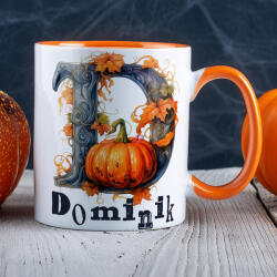 Deconline Customs Halloween mintás bögre Személyre Szabható "Monogram" Narancssárga (DO126166-ORANGE-MUG)
