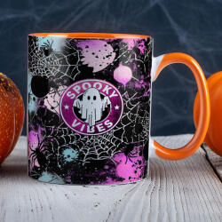 Deconline Customs Őszi mintás bögre "Spooky vibes violet" Narancssárga (DO126159-ORANGE-MUG)