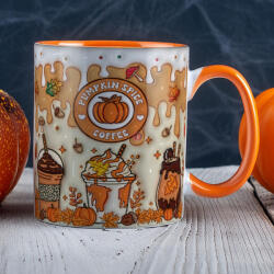 Deconline Customs Őszi mintás bögre "pumpkin spice coffe" Narancssárga (DO126158-ORANGE-MUG)