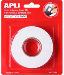 APLI Rolă adezivă, 3D, cu două fețe, burete, APLI, 19 mm x 2, 28 m, alb 13986 (13986)