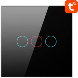  Érintőkapcsoló WiFi Avatto TS02-EU-B3 Triple TUYA (fekete) (TS02-EU-B3)