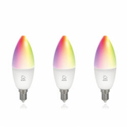 Deltaco SMART HOME SH-LE14RGB izzó LED, E14, gyertya, WIFI, 5W, színes+fehér, szabályozható, 3db/csomag (SH-LE14RGB-3P) - mi-one
