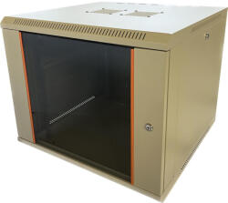 Techson 600 × 600 mély 9U magas, fali 19"-os rackszekrény, üvegajtó, fehér (rack_tc_60x60x9u_feh)
