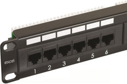 Excel Cat. 6 UTP 24 portos patchpanel, 1U, fekete EXCEL 100-304 (exc_pp_Cat6UTP_24p)