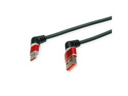 Roline Cablu USB 2.0-A la USB type C unghi/unghi T-T 60W 2m Rosu/Negru, Roline 11.02. 8346 (11.02.8346-10)