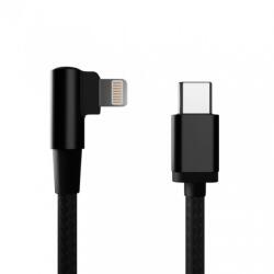 Gembird Cablu Apple Lightning la USB type C drept/unghi T-T 0.2m brodat Negru, Gembird CC-USB2-CMLML-0.2M (CC-USB2-CMLML-0.2M)