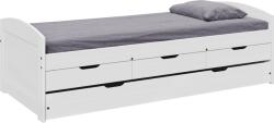 TEMPO KONDELA Ágy kihúzható pótággyal, fehér, tömörfa, 90x200, MARINELLA NEW