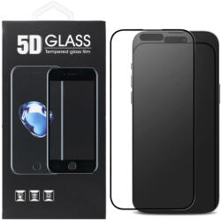 Apple 16 Plus üvegfólia, tempered glass, előlapi, 5D, edzett, hajlított, matt, fekete kerettel