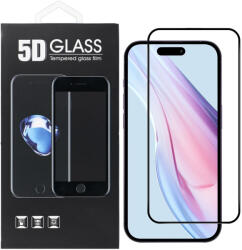 Apple 16 Pro Max üvegfólia, tempered glass, előlapi, 5D, edzett, hajlított, fekete kerettel