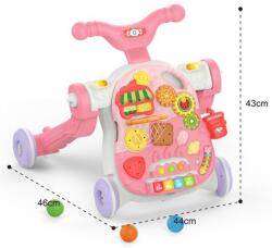 Manyuk Toys 2 az 1-ben járássegítő és foglalkoztató asztal - Pink (HE0815)
