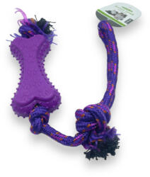 Gumicsont 12cm, kötéllel - kutyajáték - LILA