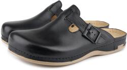 Vlnka Leos férfi bőr papucs, fekete felnőtt cipő méret 45
