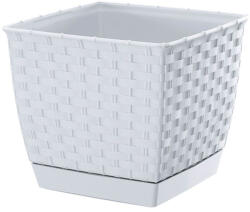 Prosperplast Ghiveci patrat cu flori RATOLLA SQUARE alb 22cm