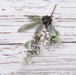 Valex Decor Téli ág fenyővel, levelekkel, bogyókkal és tobozzal, 34cm magas (AF124-01)