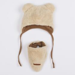 NEW BABY Căciulă de iarnă pentru bebeluşi cu eşarfă la gât New Baby Teddy bear bej, mărime 80 (9-12l)