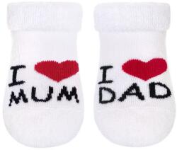New Baby şosetele de bumbac pentru bebeluşi New Baby albe I Love Mum and Dad, mărime 56 (0-3luni)