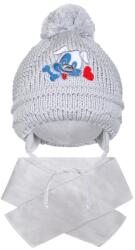 New Baby Căciulă de iarnă pentru copii cu eşarfă New Baby în gri cu model de căţeluş, mărime 104 (3-4ani)