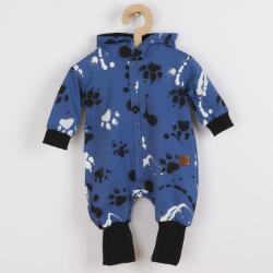 NEW BABY Salopetă din bumbac pentru bebeluşi cu glugă şi urechi New Baby labă albastră, mărime 86 (12-18lr)