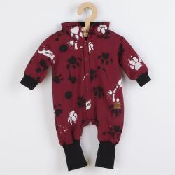 NEW BABY Salopetă de bumbac pentru bebeluşi cu glugă şi urechi New Baby în roz închis, mărime 74 (6-9lr)