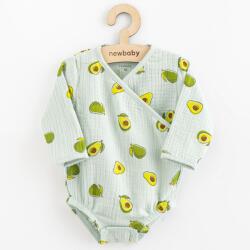 NEW BABY Body pentru bebeluşi din muşelină cu închidere laterală New Baby Avocado, mărime 80 (9-12l)