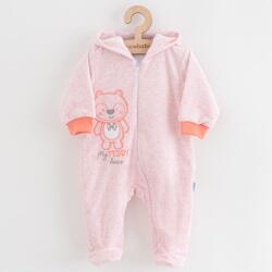NEW BABY Costum de catifea pentru sugari cu glugă New Baby Sweetheart roz, mărime 74 (6-9lr)