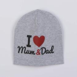 New Baby şapcă de copil New Baby I Love Mum and Dad gri, mărime 3- 9 luni