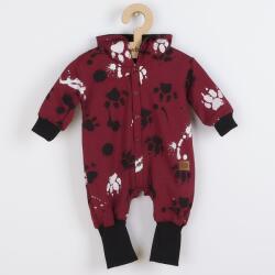 NEW BABY Salopetă de bumbac pentru bebeluşi cu glugă şi urechi New Baby în roz închis, mărime 80 (9-12l)