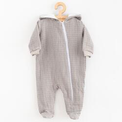 NEW BABY Salopetă pentru bebeluşi din muselină cu glugă New Baby Comfort clothes gri, mărime 80 (9-12l)